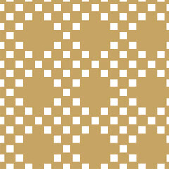 Abstract geometric pattern with crosses, stripes, lines. Seamless vector background. White and gold ornament. Modern reticulated graphic design.