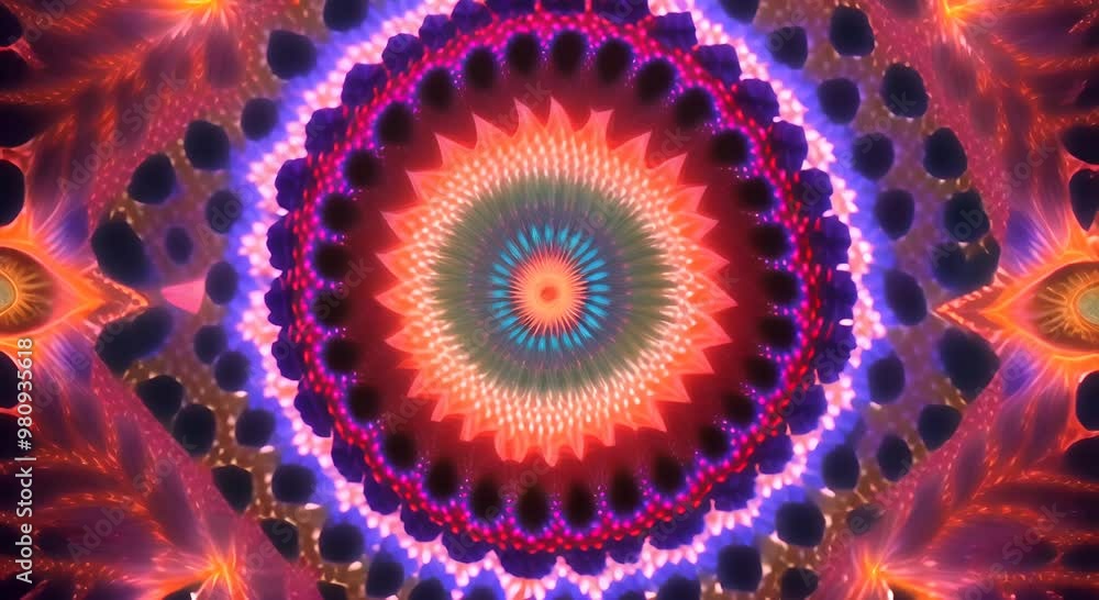 Aufkleber 3d kaleidoscope mandala abstract background of trippy art psychedelic trance to open third eye with 