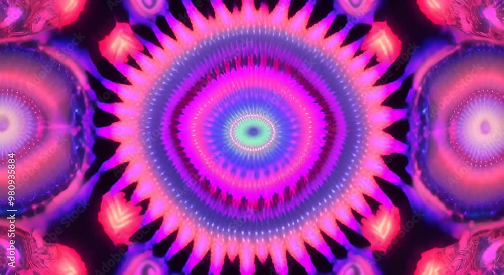 Poster 3d kaleidoscope mandala abstract background of trippy art psychedelic trance to open third eye with 