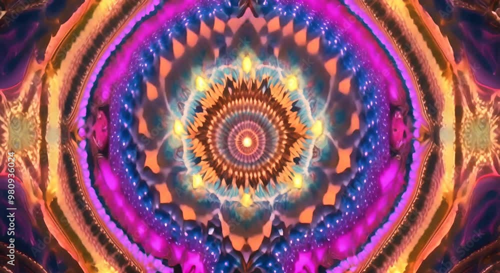 Aufkleber 3d kaleidoscope mandala abstract background of trippy art psychedelic trance to open third eye with 