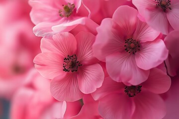 Obraz premium Beautiful close-up of vibrant pink flowers in full bloom, showcasing delicate petals and soft focus background.