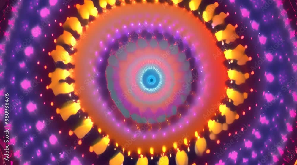 Poster 3d kaleidoscope mandala abstract background of trippy art psychedelic trance to open third eye with 