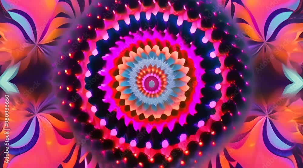 Poster 3d kaleidoscope mandala abstract background of trippy art psychedelic trance to open third eye with 