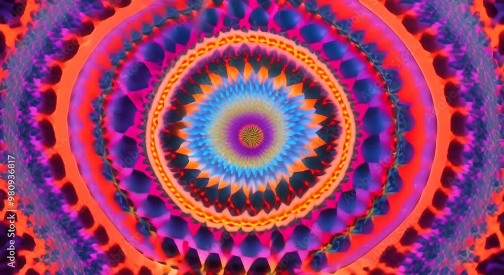 Poster 3d kaleidoscope mandala abstract background of trippy art psychedelic trance to open third eye with 