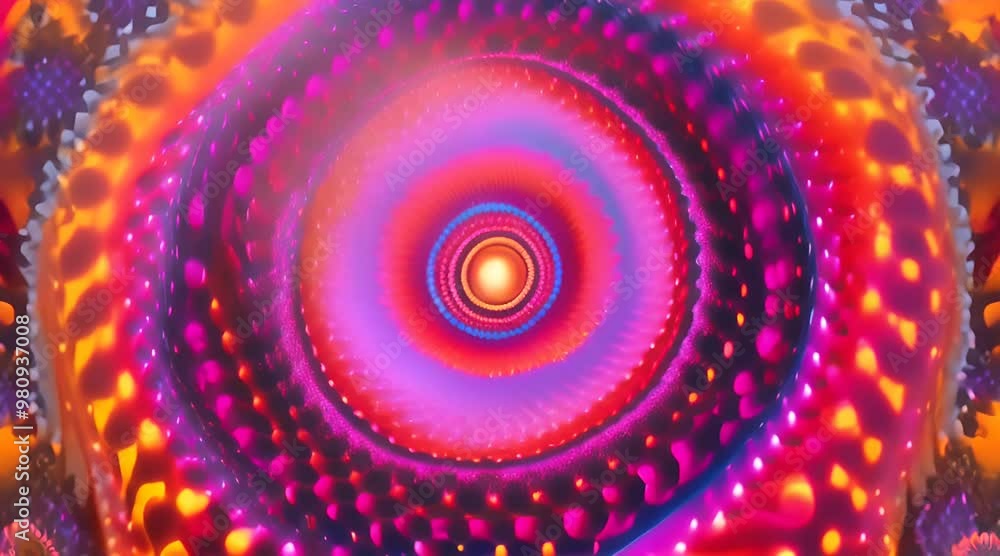 Poster 3d kaleidoscope mandala abstract background of trippy art psychedelic trance to open third eye with 