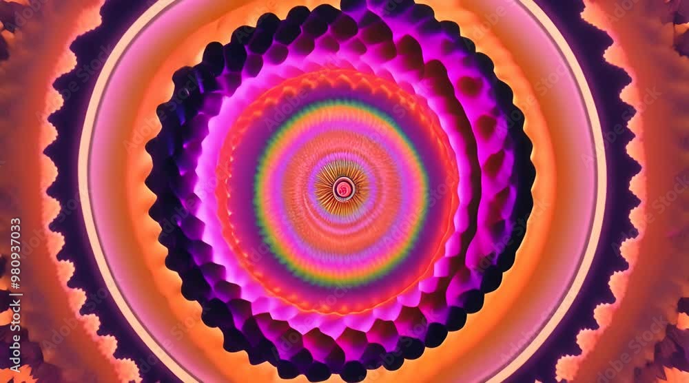 Poster 3d kaleidoscope mandala abstract background of trippy art psychedelic trance to open third eye with 