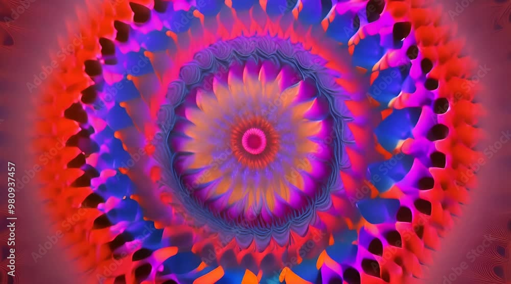 Poster 3d kaleidoscope mandala abstract background of trippy art psychedelic trance to open third eye with 