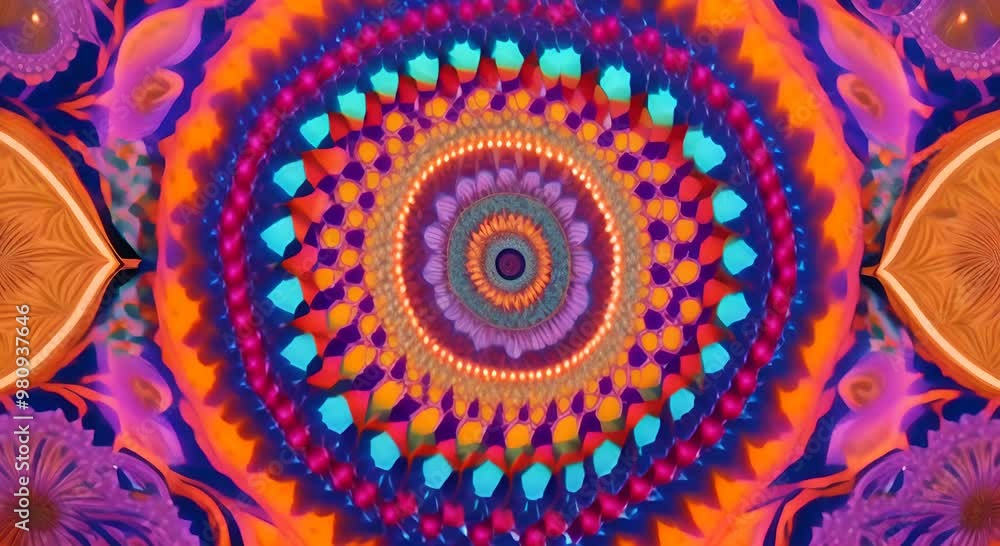 Aufkleber 3d kaleidoscope mandala abstract background of trippy art psychedelic trance to open third eye with 