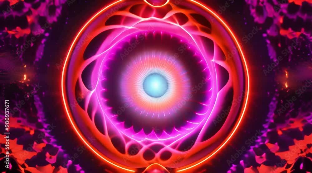 Poster 3d kaleidoscope mandala abstract background of trippy art psychedelic trance to open third eye with 