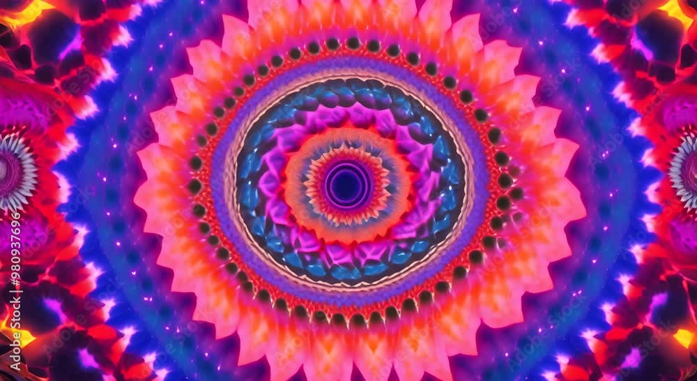 Aufkleber 3d kaleidoscope mandala abstract background of trippy art psychedelic trance to open third eye with 