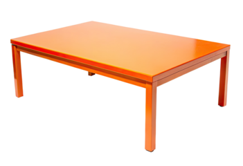 Orange low coffee table isolated with transparent background.
