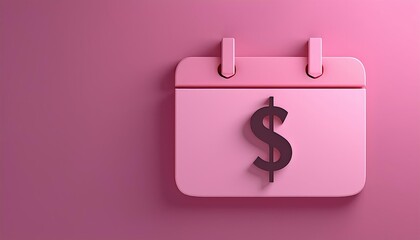 A creative calendar design featuring a dollar sign on a pink background, symbolizing financial planning and budgeting.