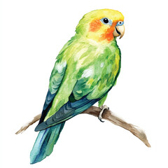 Parakeet watercolor clipart illustration isolated