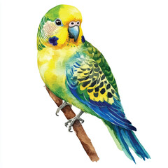 Parakeet watercolor clipart illustration isolated