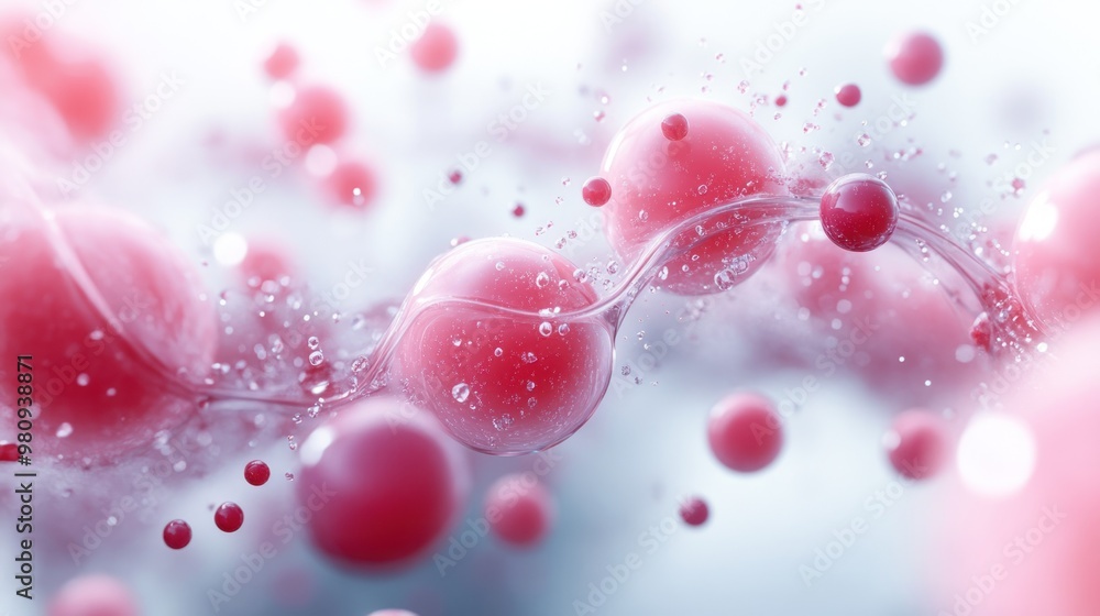 Poster abstract representation of molecular structures in vibrant colors.