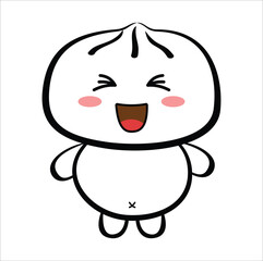 cute cartoon steamed bun illustration vector line art. Eps 10