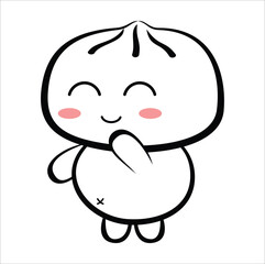 cute cartoon steamed bun illustration vector line art. Eps 10