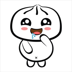 cute cartoon steamed bun illustration vector line art. Eps 10