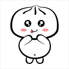 cute cartoon steamed bun illustration vector line art. Eps 10