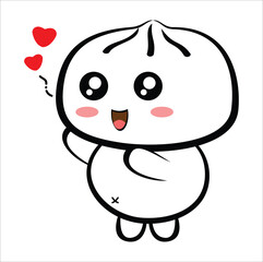cute cartoon steamed bun illustration vector line art. Eps 10
