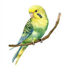 Parakeet watercolor clipart illustration isolated