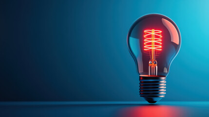 A modern LED lightbulb featuring a striking red filament, standing out against a dark blue background for a futuristic look.
