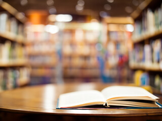 books in library, Library scene, study, desk with open books