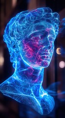 Naklejka premium Ethereal Digital Sculpture with Neon Highlights