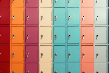 Fototapeta premium Assorted-color lockers organization architecture backgrounds.