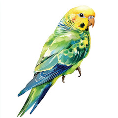 Parakeet watercolor clipart illustration isolated