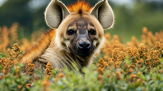 a hyena in the grassland footage