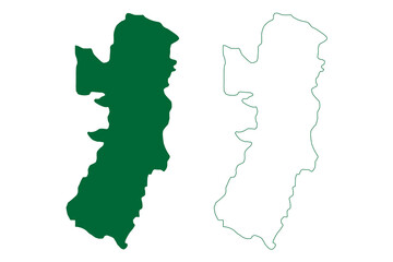 Khawzawl district (Mizoram State, Republic of India) map vector illustration, scribble sketch Khawzawl map