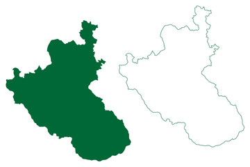 Kodagu district (Karnataka State, Republic of India, Mysore division) map vector illustration, scribble sketch Coorg map