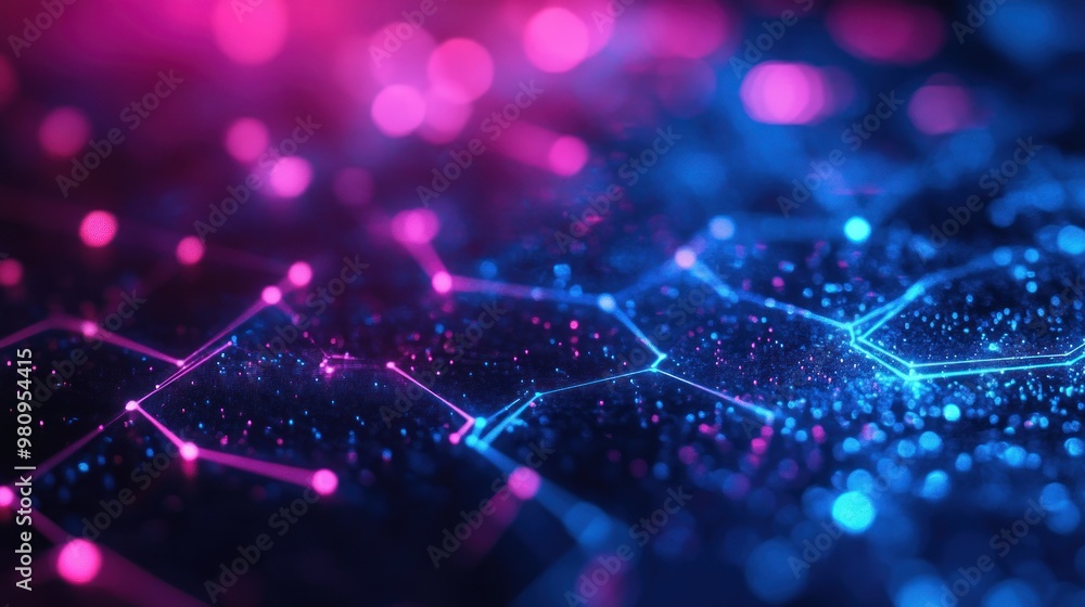 Poster abstract network with glowing lines