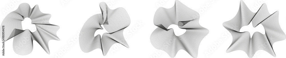 Aufkleber Set of Vector wave dynamic music lines. Abstract lines. Sound waves on transparent background for your design. Vector EPS 10