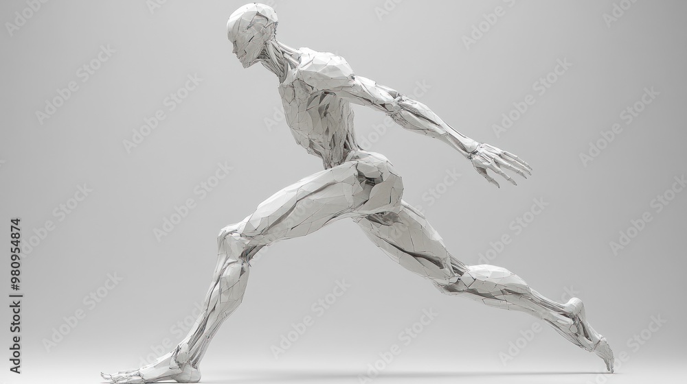 Poster abstract human figure in a dynamic running pose.