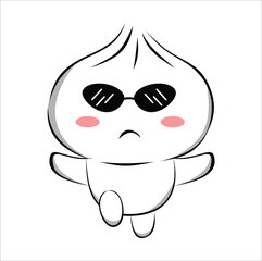 cute cartoon steamed bun illustration line art