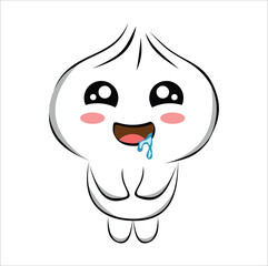 cute cartoon steamed bun illustration line art