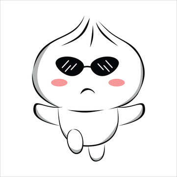 recommend clip art: cute cartoon steamed bun illustration line art
