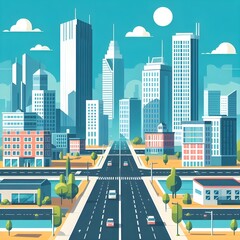 Flat Design Urban Cityscape