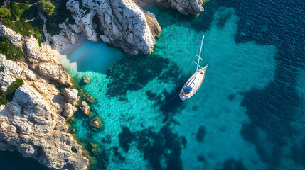  sailboat anchored in the mesmerizing, crystal-clear waters