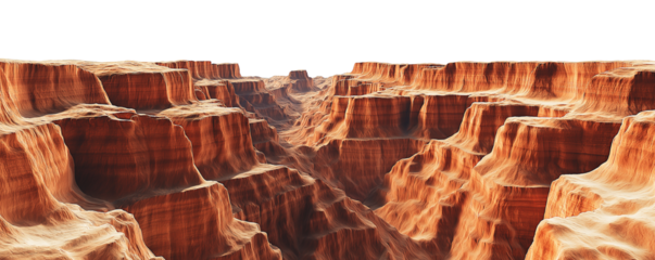 Transparent PNG image of canyon view with deep gorges and layered rock formations