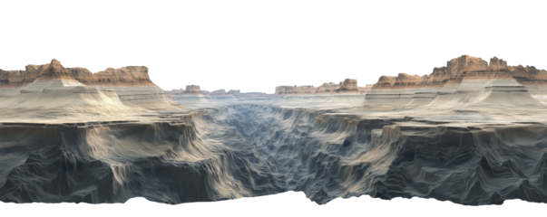 Transparent PNG image of canyon view with deep gorges and layered rock formations