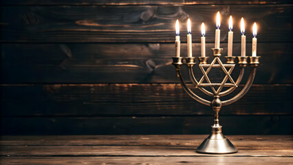 Fototapeta premium Minimalist Flat Blue Background with Subtle Star of David Pattern for Hanukkah - Ideal Copy Space for Banners or Promotional Material