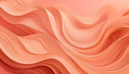 Peach Fuzz color of the year 2024 abstract waves background. New 2024 trending Peach Fuzz color. Colour trend palette