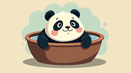 Cartoon Panda Enjoying Relaxing Bath