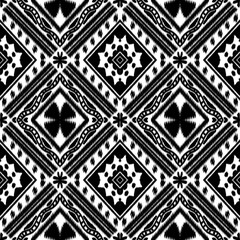 ethnic pattern, geometric, on background, black and white, design, tribal fabric, native american, for tiles and rugs, seamless, intricate ornamental pattern, textile, in cultural style, vintage