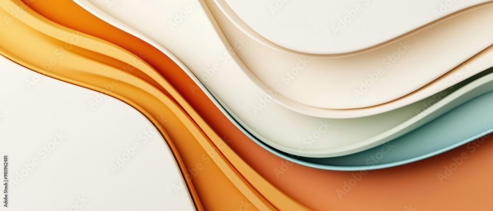 Poster abstract wavy lines in soft pastel colors create a soothing and modern background for design and art