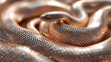 Fototapeta premium background of golden snake body wrapped in rings, high detail