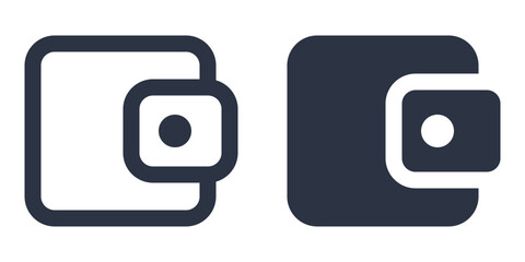 Wallet simple icons set designed in filled, outline, line and stroke style